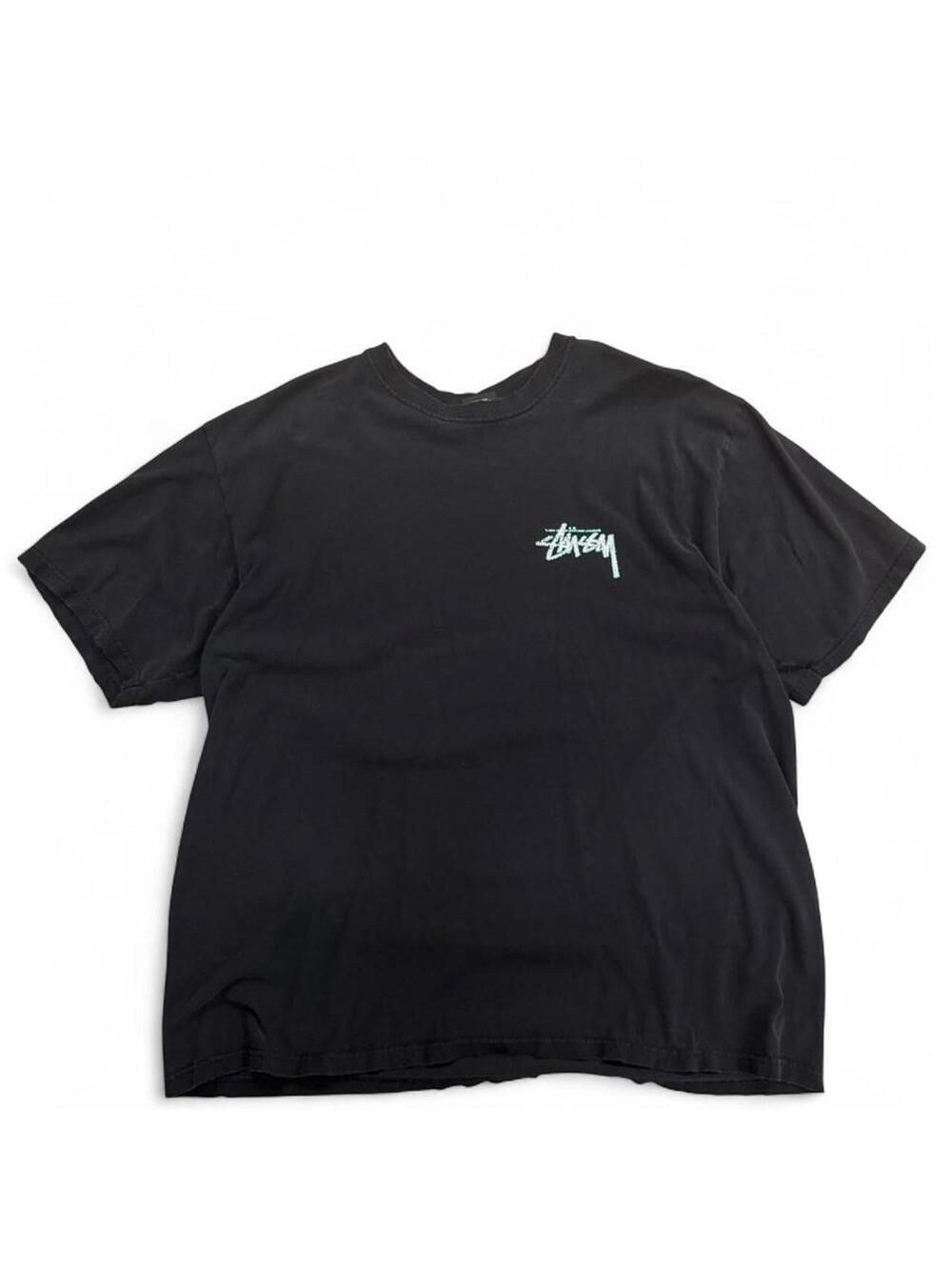 Stüssy black t-shirt with white logo, size XL